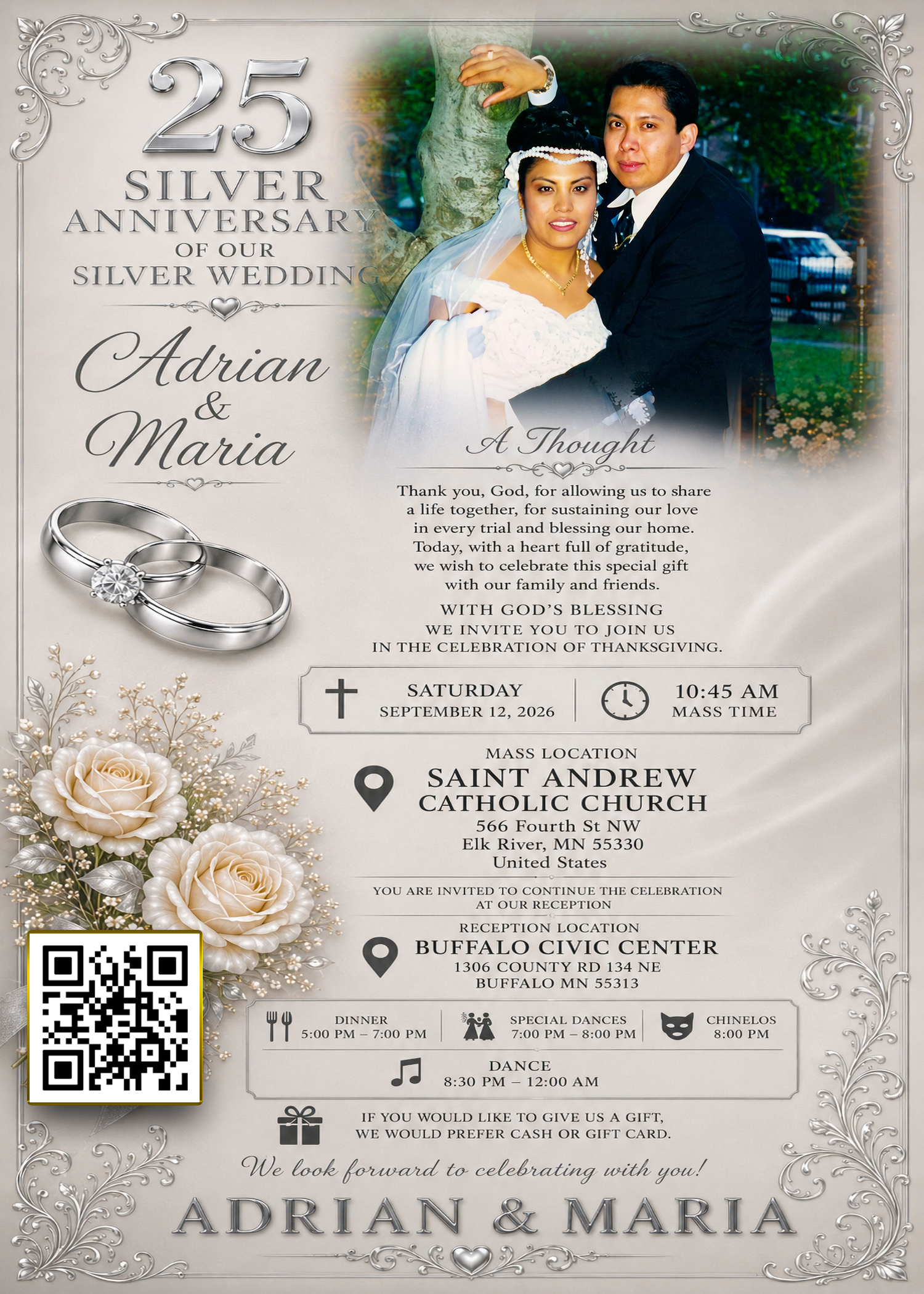 Invitación de Bodas de Plata de Adrián y María